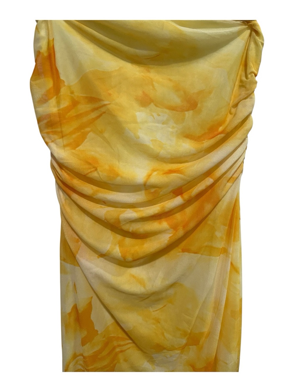 Yellow Bodycon Dress - Women’s Floral Print - Picture 3 of 5